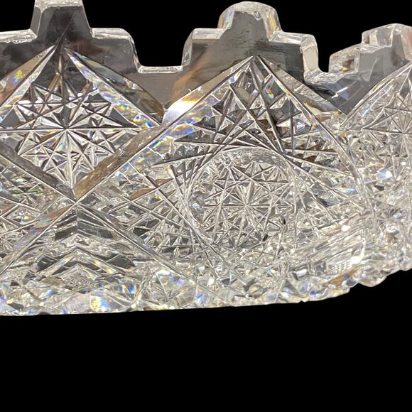 American Brilliant Period ABP Clark Prima Donna Low Cut Glass Bowl Castle Rim - Picture 6 of 16